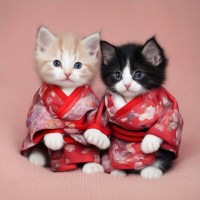 2 weeksold pretty kittens wearing kimono 1 0